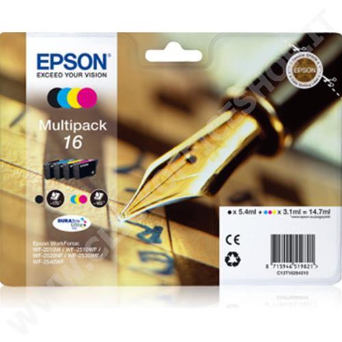4 CARTUCCE EPSON C13T16264012 SERIE 16 PENNA E CRUCIVERBA 16 (175 PAGINE NERO 165 COLORE) NERO / CIANO / MAGENTA / GIALLO - ORIGINALE