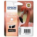 2 CARTUCCE EPSON C13T08704010 FENICOTTERO T0870 (500PG CAD) GLOSS OPTIMIZER - ORIGINALE