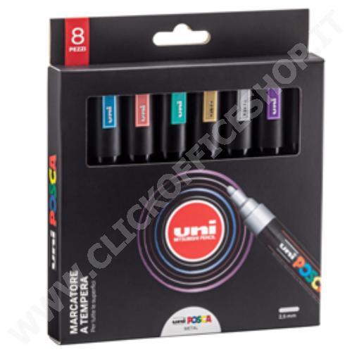 ASTUCCIO 8PZ UNIPOSCA PENNARELLO A BASE D'ACQUA PUNTA TONDA PC-5M