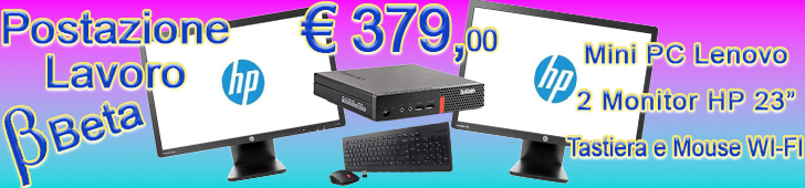Mini PC Lenovo ricondizionato + 2 Monitor Hp ricondizionati + Tastiera e Mouse wifi nuovi
