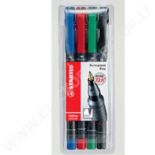 ASTUCCIO PENNARELLO STABILO BUSTA 4 PENNARELLI OHPEN 842 PERMANENTE FINE 842/4